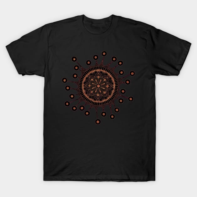 Virus Mandala (black/orange) T-Shirt by calenbundalas